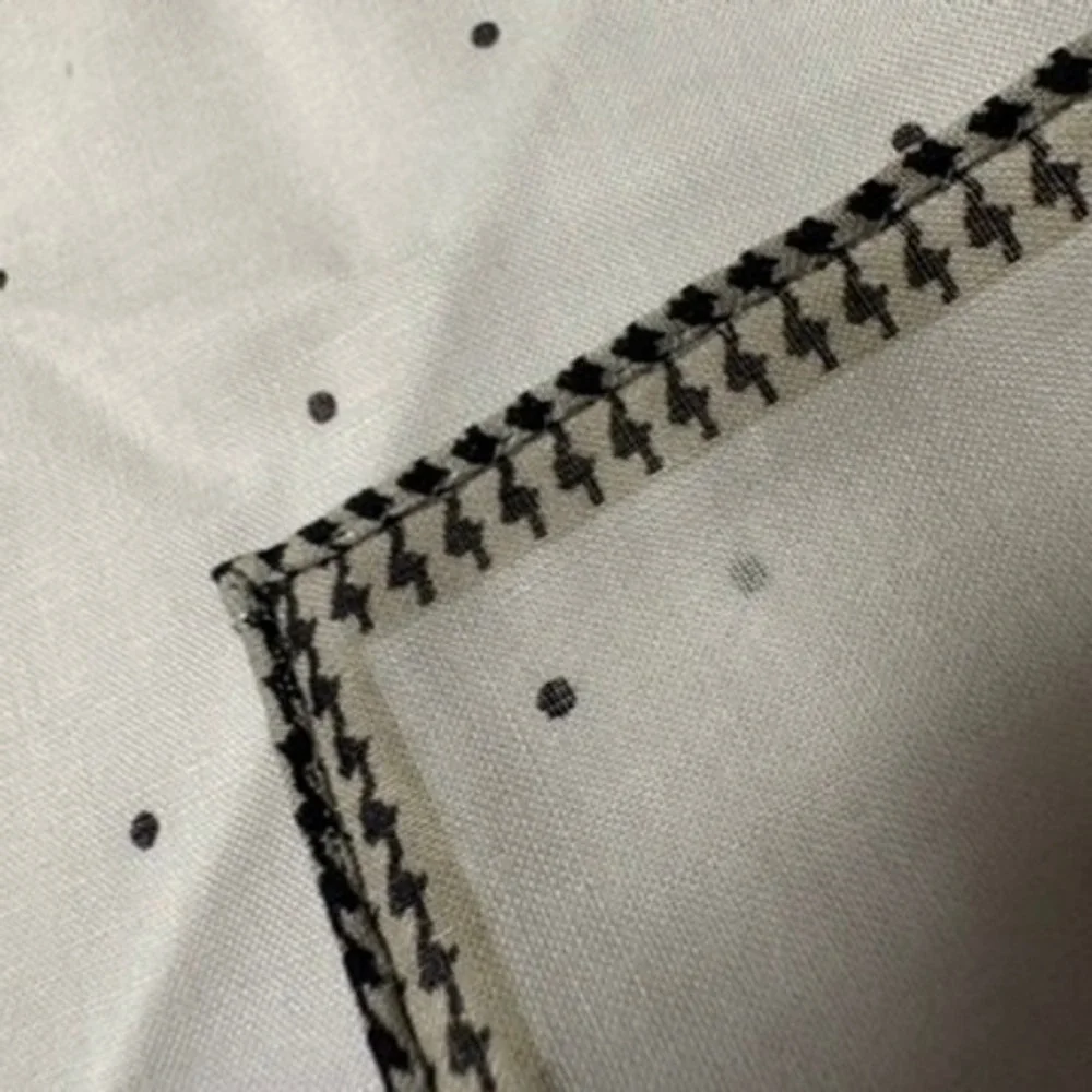 Vtg CHRISTIAN DIOR Scarf Handkerchief Polka Dot Cotton Cream Black 18.5